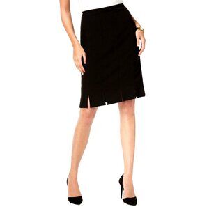 Kasper Black Pencil Skirt 8 Split Hem Lined Careerwear Power Femme Minimalist